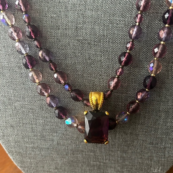 Purple & Lavender Glass Bead Necklaces with Enhancer & Bracelets by Joan Rivers - Picture 2 of 6